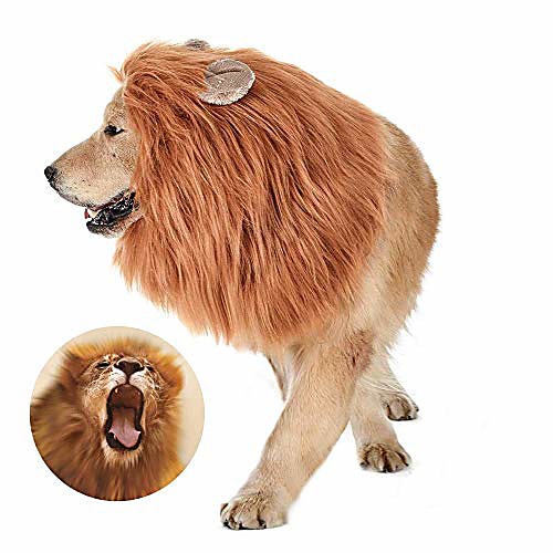 

dog lion mane costume - funny adjustable lion wig- dog costumes pet wig suitable medium to large sized dogs