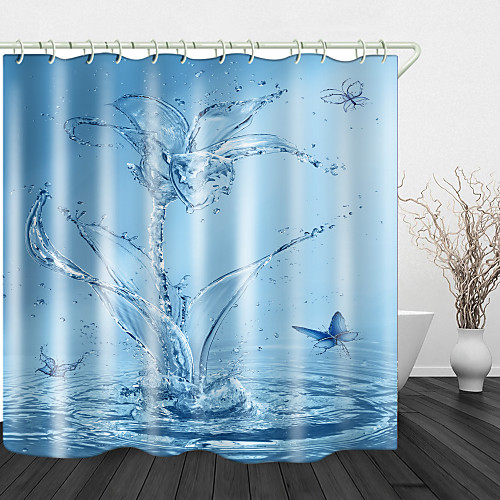 

Splash Butterfly Shower Curtains & Hooks Modern Polyester New Design