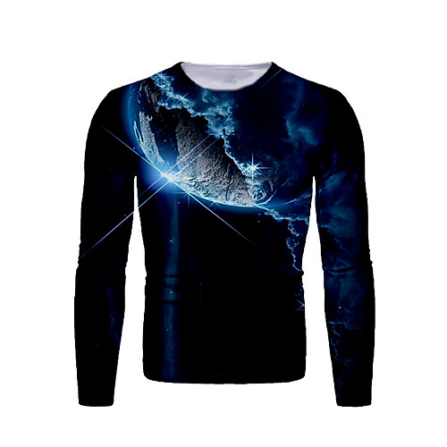 

Men's T shirt Graphic Print Long Sleeve Daily Tops Basic Black