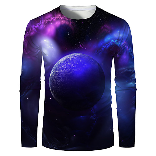 

Men's T shirt Graphic Plus Size Print Long Sleeve Daily Tops Basic Rainbow