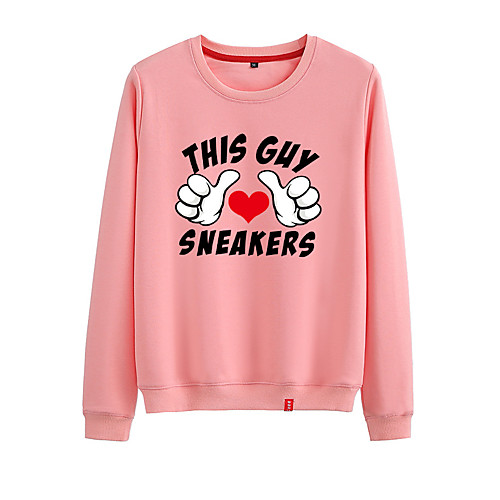

Women's Sweatshirt Pullover Black White Pink Artistic Style Crew Neck Heart Cute Letter Printed Sport Athleisure Sweatshirt Top Long Sleeve Warm Soft Comfortable Everyday Use Causal Exercising