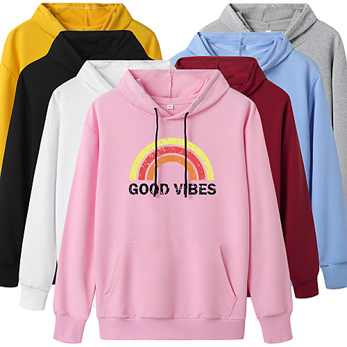 

Women's Hoodie Pullover Artistic Style Hoodie Color Block Letter Printed Sport Athleisure Hoodie Top Long Sleeve Warm Soft Oversized Comfortable Everyday Use Exercising General Use / Winter