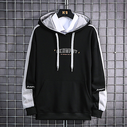 

Men's Pullover Hoodie Sweatshirt Graphic Text Letter Daily Other Prints Casual Hoodies Sweatshirts White Black Light Green