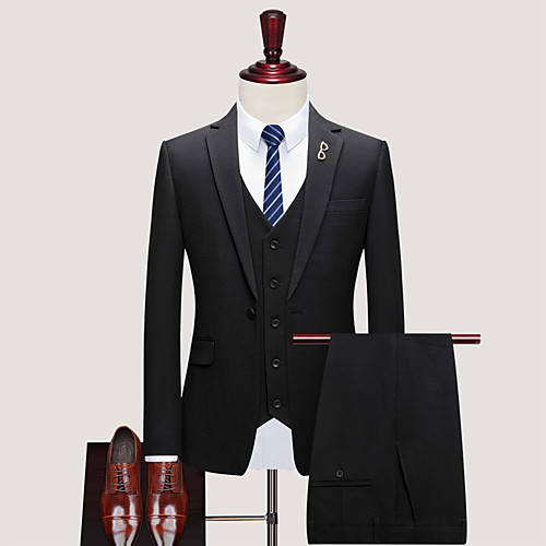 

Tuxedos Standard Fit Notch Single Breasted One-button Polyester Stripes