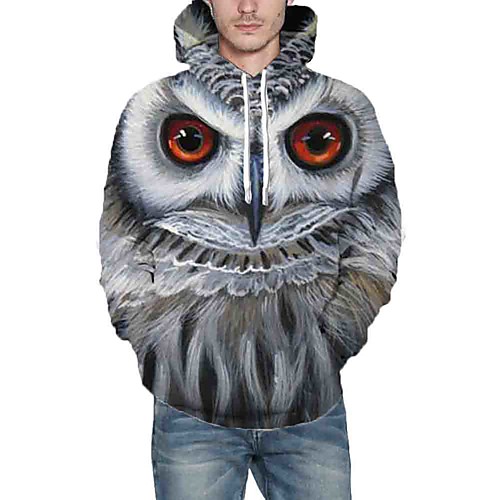 

Men's Hoodie Graphic Animal Daily Going out 3D Print Casual Hoodies Sweatshirts White