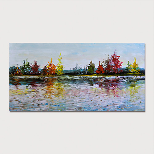 

Oil Painting Hand Painted Horizontal Landscape Floral / Botanical Modern Stretched Canvas
