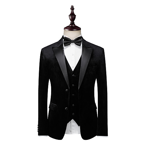 

Tuxedos Tailored Fit / Standard Fit Peak Single Breasted Two-buttons Cotton Blend / Cotton / Polyester Solid Colored