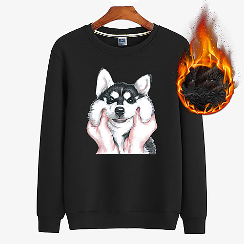 

Men's Sweatshirt Pullover Black White Blue Cartoon Crew Neck Fleece Dog Animal Patterned Cool Sport Athleisure Sweatshirt Top Long Sleeve Warm Soft Comfortable Everyday Use Causal Exercising General