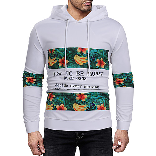 

Men's Hoodie Graphic Hooded Daily Basic Casual Hoodies Sweatshirts White