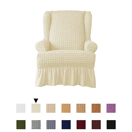 

Wingback Chair Cover Solid Colored Flocking Polyester Slipcovers