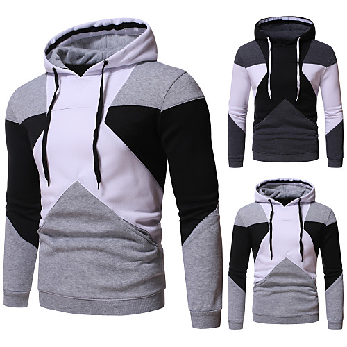 

Men's Pullover Hoodie Sweatshirt Color Block Hooded Daily non-printing Casual Hoodies Sweatshirts Light gray Dark Gray
