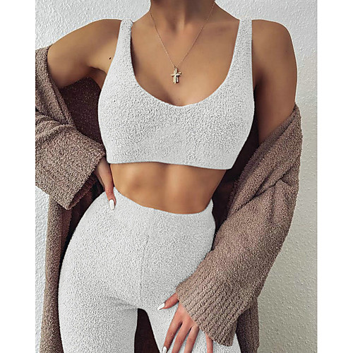 

Women's Basic Solid Colored Causal Daily Two Piece Set Crop Top Tank Top Tracksuit Pant Loungewear Tops