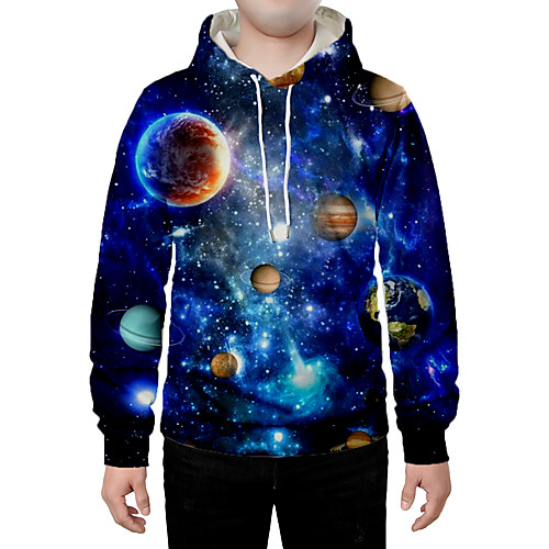 

Men's Hoodie Galaxy Graphic Hooded Daily Going out Basic Streetwear Hoodies Sweatshirts Blue