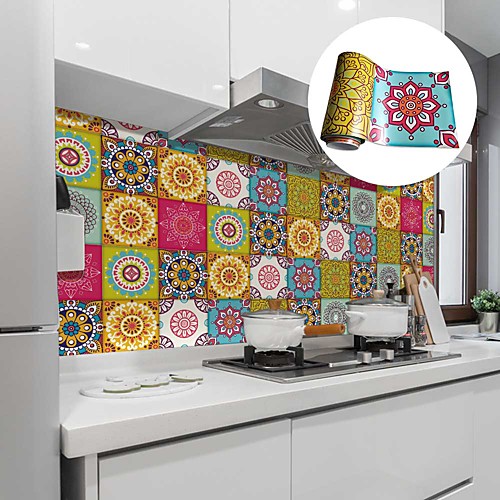 

Creative Kitchen Oil and Waterproof Tile Stickers Self-adhesive Removable Moroccan Style Environmental Protection Wall Stickers