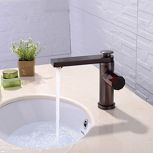 

Bathroom Sink Faucet - Rotatable / Standard Deck Mounted Basin Faucet Anodizing Finished Centerset Single Handle One Hole Bath Vainity Vessel Sink Hot & Cikd Watwe Mixer Taps