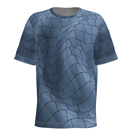 

Men's T shirt 3D Print Graphic Abstract Short Sleeve Daily Tops Basic Blue