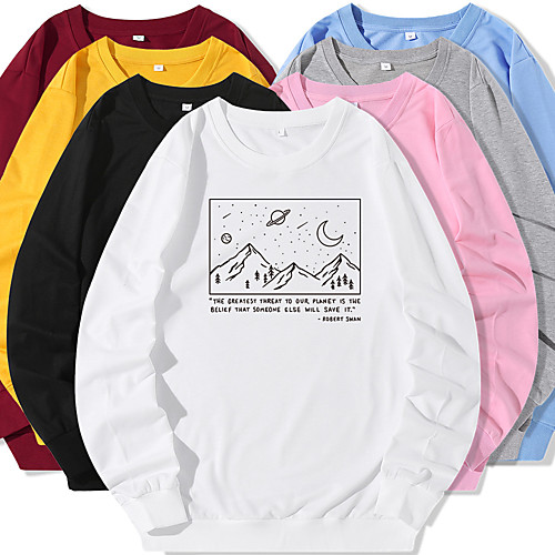 

Women's Sweatshirt Pullover Artistic Style Crew Neck Cartoon Letter Printed Sport Athleisure Sweatshirt Top Long Sleeve Warm Soft Oversized Comfortable Everyday Use Causal Exercising General Use