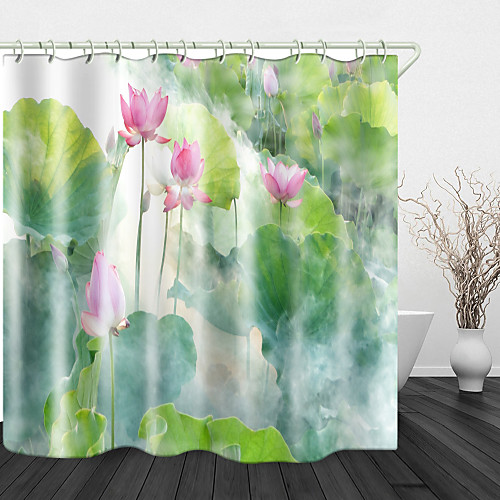 

Lotus In The Clouds Digital Print Waterproof Fabric Shower Curtain For Bathroom Home Decor Covered Bathtub Curtains Liner Includes With Hooks