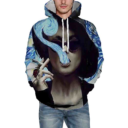 

Men's Pullover Hoodie Sweatshirt Graphic Daily Going out 3D Print Basic Casual Hoodies Sweatshirts Black