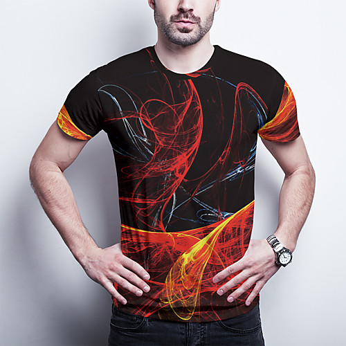 

Men's T shirt 3D Print Graphic Plus Size Print Short Sleeve Daily Tops Basic Red