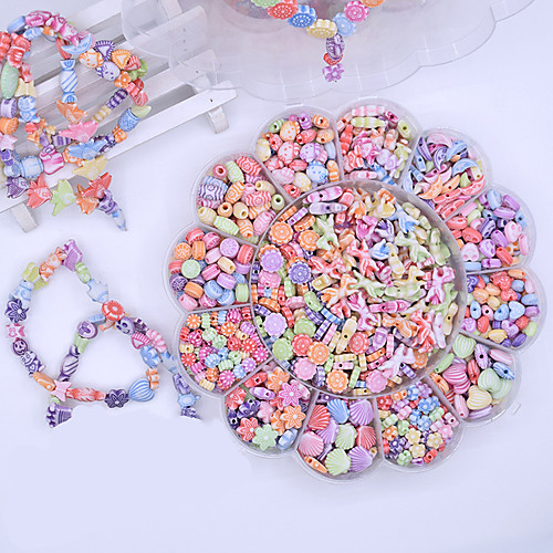 

Snap Pop Beads Jewelry Making Kit DIY Bracelets Necklace Hairband and Rings Toy 350 pcs Creative DIY Plastic Shell For Child's Boys and Girls