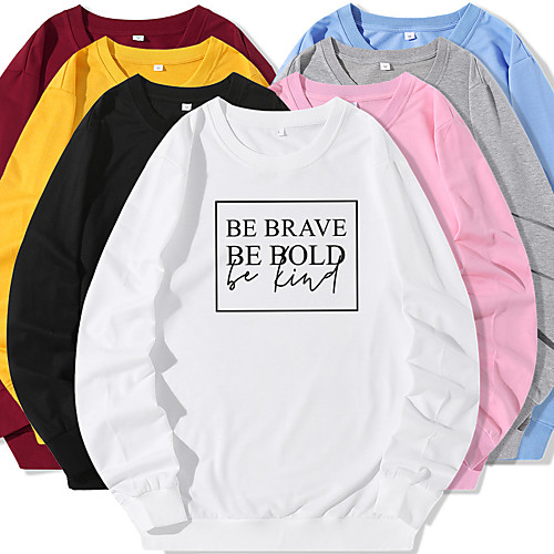 

Women's Sweatshirt Pullover Artistic Style Crew Neck Letter Printed Sport Athleisure Sweatshirt Top Long Sleeve Warm Soft Oversized Comfortable Everyday Use Causal Exercising General Use / Winter