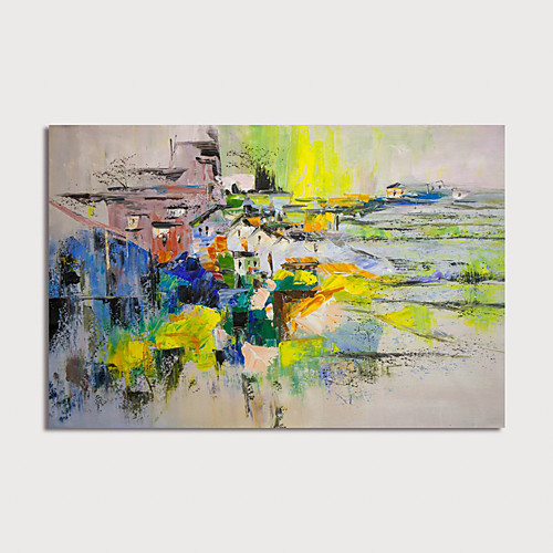 

Oil Painting Hand Painted Horizontal Abstract Floral / Botanical Modern Rolled Canvas (No Frame)