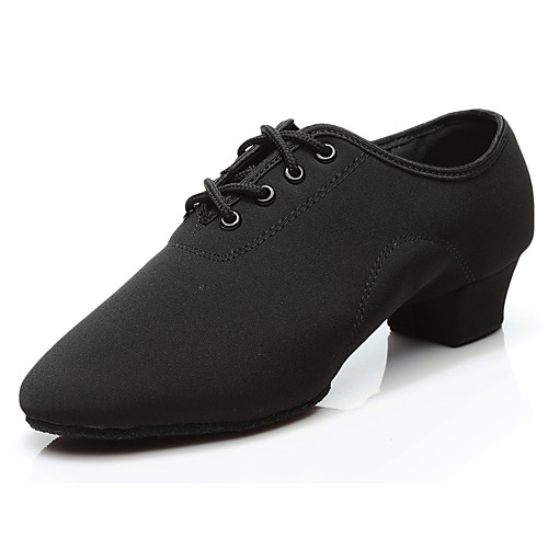 

Men's Latin Shoes Jazz Shoes Dance Sneakers Ballroom Shoes Oxford Thick Heel Black Lace-up