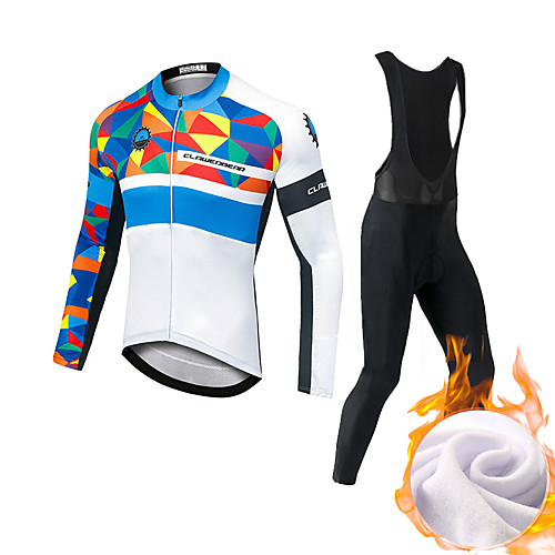 

CAWANFLY Men's Long Sleeve Cycling Jersey with Bib Tights Fleece Black Bike Fleece Lining Sports Mountain Bike MTB Road Bike Cycling Clothing Apparel / Expert / Racing / High Elasticity / Athletic