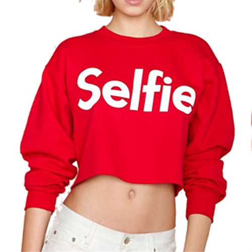 

Women's Sweatshirt Crop Top Pullover Pink Fashion Crew Neck Cute Letter & Number Sport Athleisure Sweatshirt Top Long Sleeve Comfortable Everyday Use Causal Daily / Winter