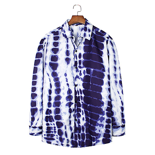 

Men's Shirt Other Prints Optical Illusion Long Sleeve Party Tops Beach Tropical Blue