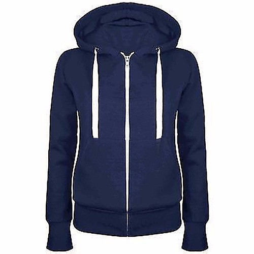 

Women's Pullover Hoodie Sweatshirt Solid Colored Zip Up Daily Casual Hoodies Sweatshirts Cotton Black Blue Wine