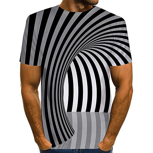 

Men's T-shirt Graphic 3D Print Print Short Sleeve Tops Basic Exaggerated Round Neck Blue Purple Red
