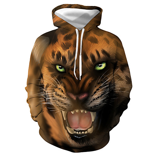 

Men's Pullover Hoodie Sweatshirt Graphic Animal Daily Club Casual Hoodies Sweatshirts Brown