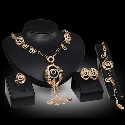 

Women's Jewelry Set Bridal Jewelry Sets Tassel Fringe Vertical / Gold bar Fashion Gold Plated Earrings Jewelry Gold For Christmas Wedding Party Evening Gift Formal 1 set