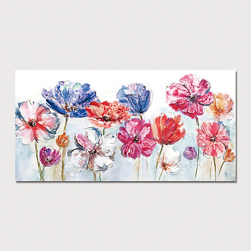 

Oil Painting Hand Painted Horizontal Abstract Floral / Botanical Modern Stretched Canvas