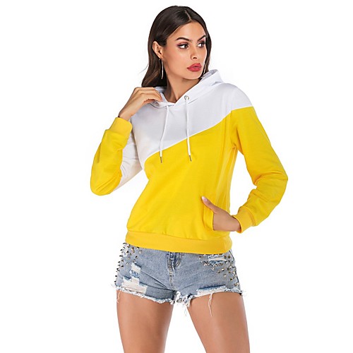 

Women's Hoodie Pullover Patchwork Hoodie Color Block Cute Sport Athleisure Hoodie Top Long Sleeve Warm Soft Oversized Comfortable Everyday Use Causal Exercising General Use / Winter