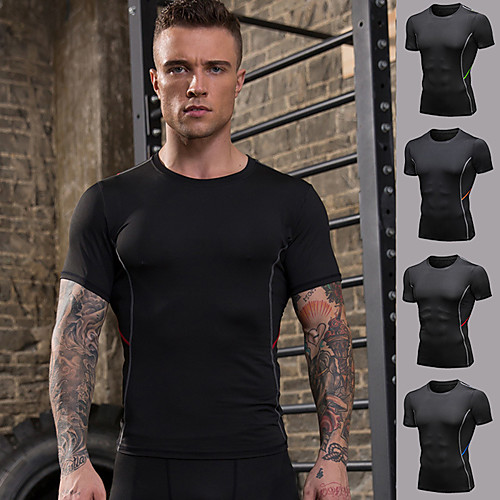 

YUERLIAN Men's Short Sleeve Compression Shirt Running Shirt Tee Tshirt Top Athletic Athleisure Summer Spandex Quick Dry Breathable Soft Fitness Gym Workout Performance Running Training Sportswear