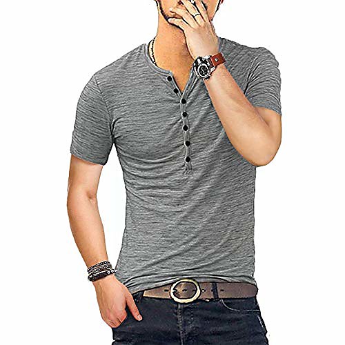 

Men's T shirt Solid Color Short Sleeve Going out Tops Streetwear flecking gray Flower Khaki Flower blue