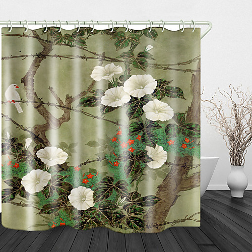 

Morning Glory Digital Print Waterproof Fabric Shower Curtain For Bathroom Home Decor Covered Bathtub Curtains Liner Includes With Hooks