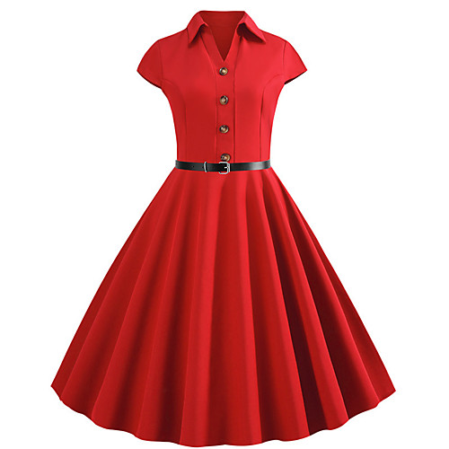

Audrey Hepburn Polka Dots Dresses Retro Vintage 1950s Vacation Dress Dress Party Costume A-Line Dress Tea Dress Women's Costume Black / Red / Blue Vintage Cosplay Party / Evening Homecoming Short