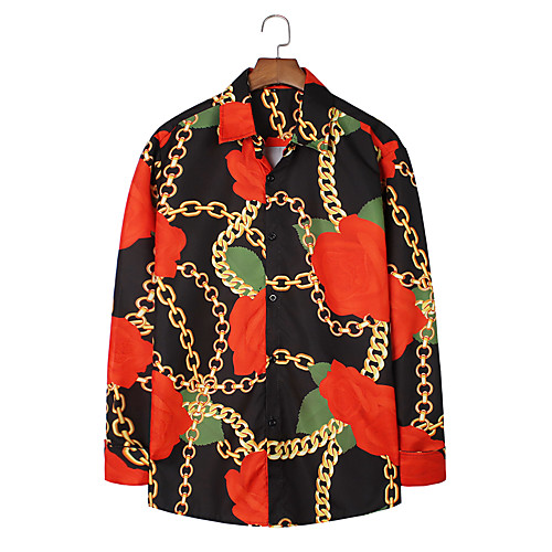 

Men's Shirt Other Prints Graphic Long Sleeve Daily Tops Red
