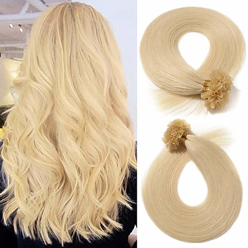 

Fusion / U Tip Hair Extensions Remy Human Hair Nail Tip Hair Extensions 50 pcs 50 g Pack Straight Brown 16-24 inch Hair Extensions