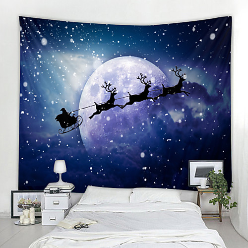 

Christmas Weihnachten Santa Claus Wall Tapestry Art Decor Blanket Curtain Picnic Tablecloth Hanging Home Bedroom Living Room Dorm Decoration Snow Elk Moon Night Sky Polyester