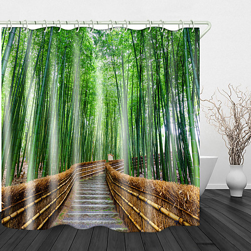 

Bamboo Forest Trail Shower Curtains & Hooks Modern Polyester New Design