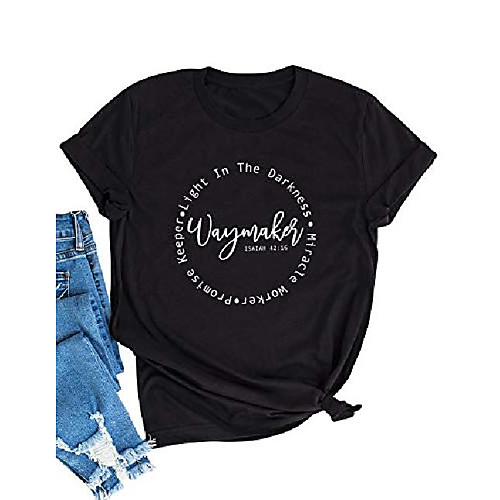 

waymaker tshirt women miracle worker light in the darkness short sleeve shirt black