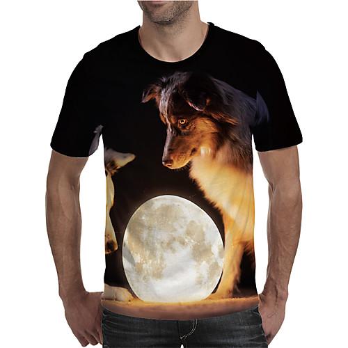 

Men's T shirt Graphic Animal Plus Size Print Short Sleeve Daily Tops Elegant Exaggerated Black