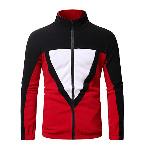 

Men's Zip Up Sweatshirt Color Block Daily Going out non-printing Casual Hoodies Sweatshirts Blue Red