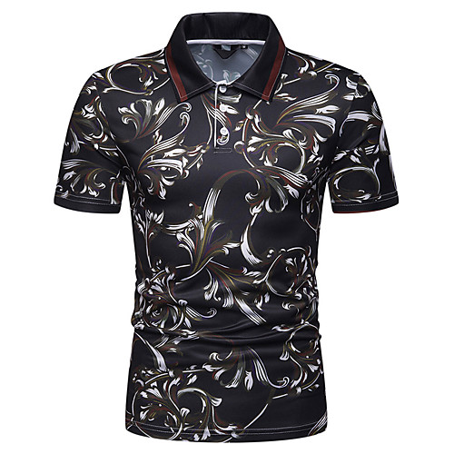 

Men's Polo Graphic Short Sleeve Daily Tops Blue Orange Green