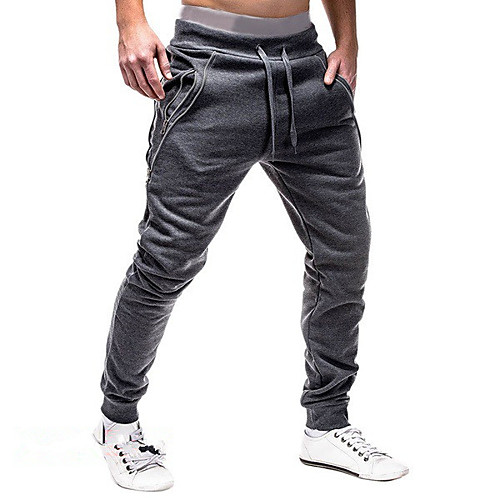

Men's Sporty Streetwear Outdoor Slim Going out Weekend Sweatpants Pants Solid Colored Sporty Drawstring Black Light gray Dark Gray / Spring / Summer